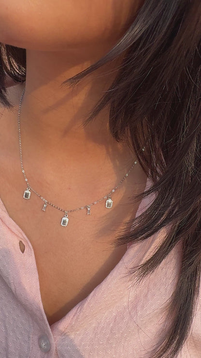 Silver Dewdrop Ruby Necklace