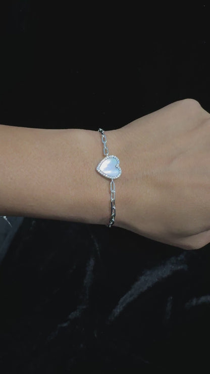 Silver Heart Link Bracelet