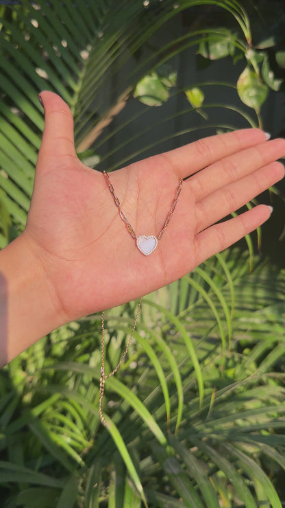 Rose Gold Plated Silver Milky Quartz Heart Necklace