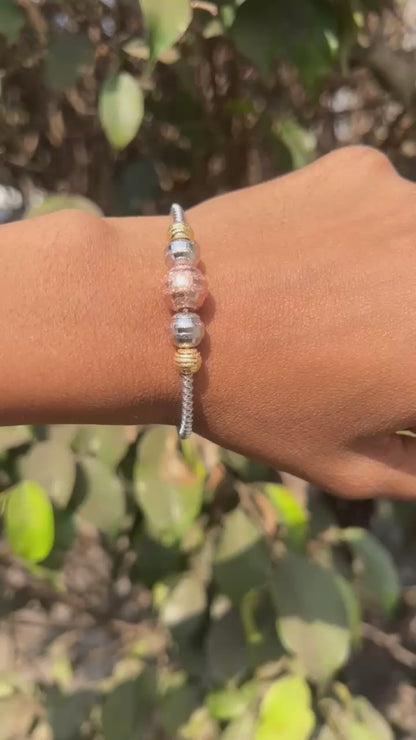 Silver & Gold Bead Wire Bracelet