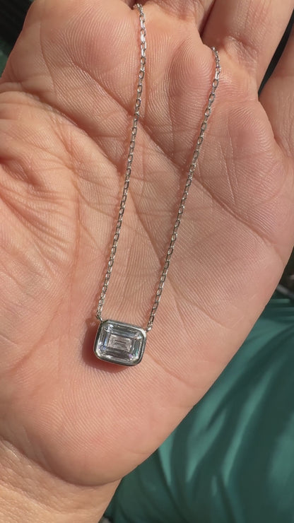 Silver Emerald Cut Pendant