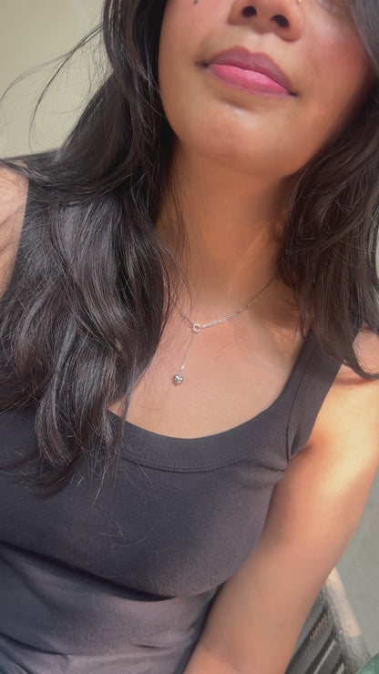 Silver Y Link Drop Heart Pendant