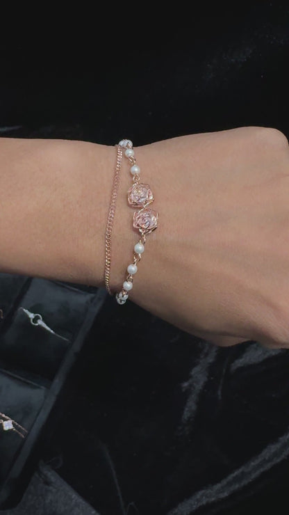 Rose Gold Plated Silver Rose Bracelet