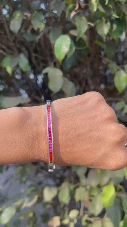 Silver Rainbow Zircon Modern Bracelet