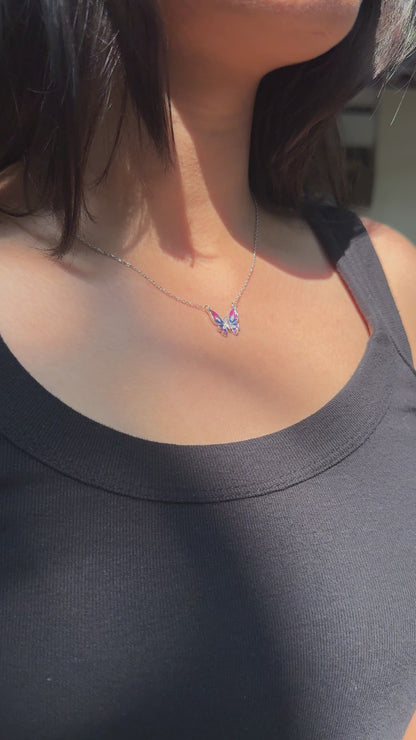 Silver Bi-Colour Butterfly Pendant