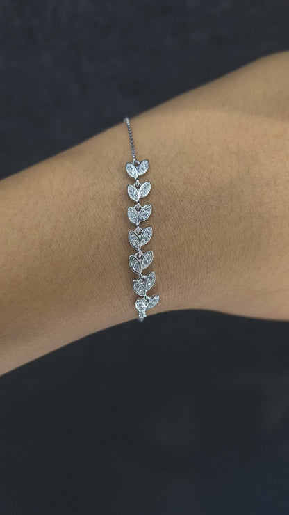 Silver Glimmering Leaf Bracelet