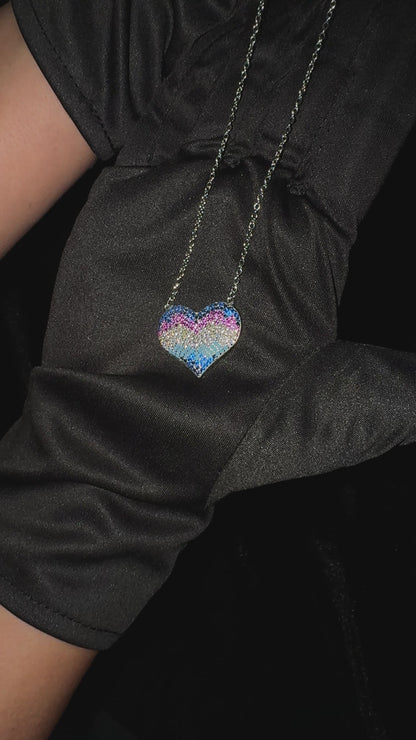 Silver Rainbow Heart Necklace