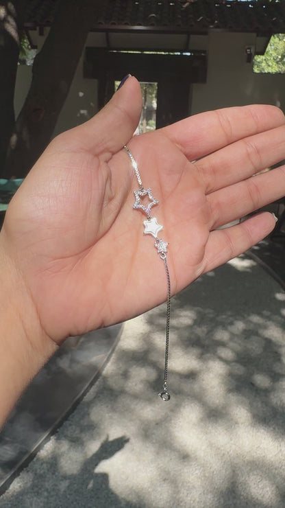 Silver Star Cluster Bracelet