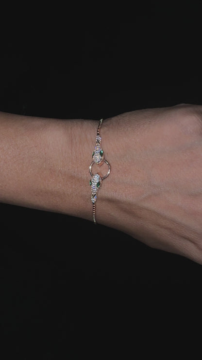 Rose Gold Plated Silver Serpent Head Bracelet