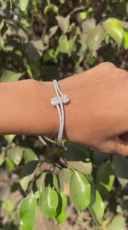 Silver Twin Speak Cuff Bracelet