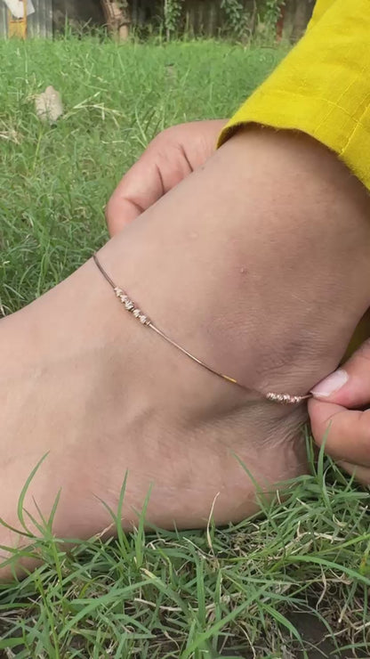 Rose Gold Plated Silver Beaded Anklet