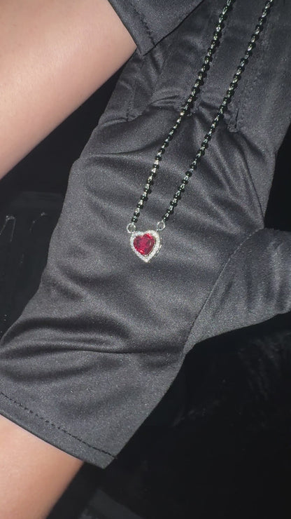 Silver Red Heart Pendant Mangalsutra