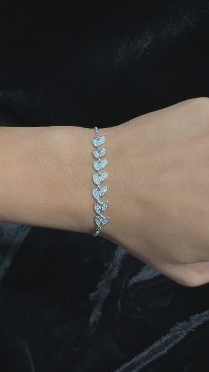 Silver Glimmering Leaf Bracelet