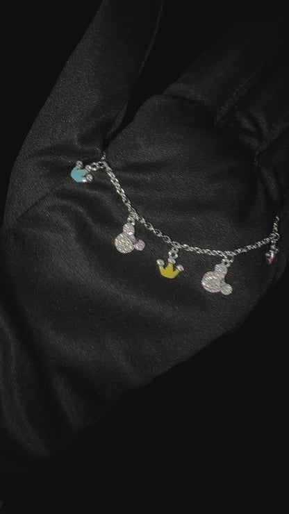 Silver Royal Crown & Mickey Baby Bracelet