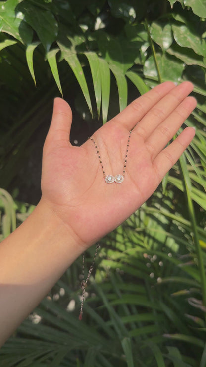 RoseGold Plated Double Circle White Stone Mangalsutra