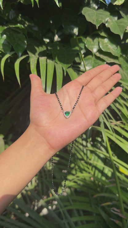 Silver Elegant Green Triangle Mangalsutra