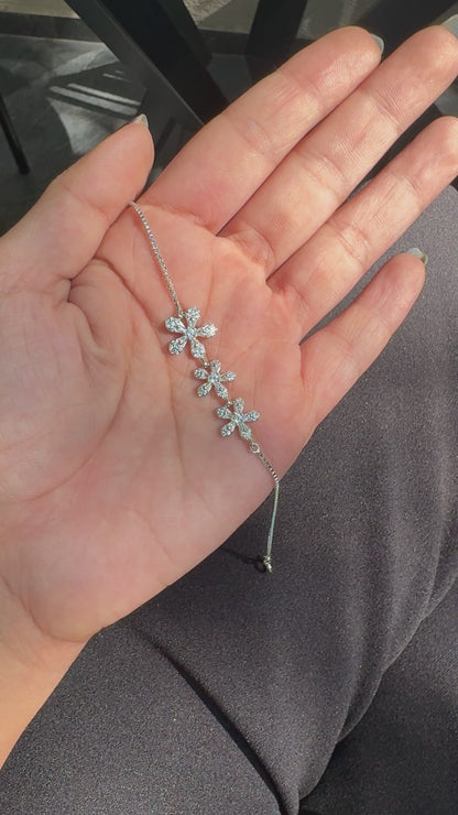 Silver Triple flower Bracelet