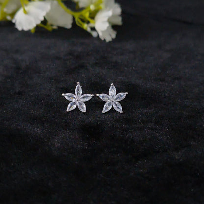 Silver White Bloom Stud Earring
