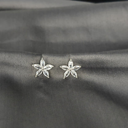 Silver White Bloom Stud Earring